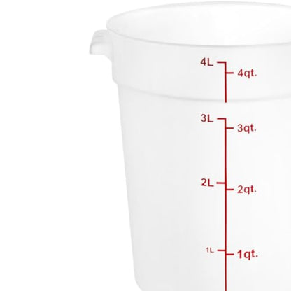 TrueCraftware- 4 Quart Round Food Storage Container Translucent Polypropylene- Commercial Reusable Food Container Canister with Measurement Markings for Meal Prep Pantry Kitchen - color: 4 Quart