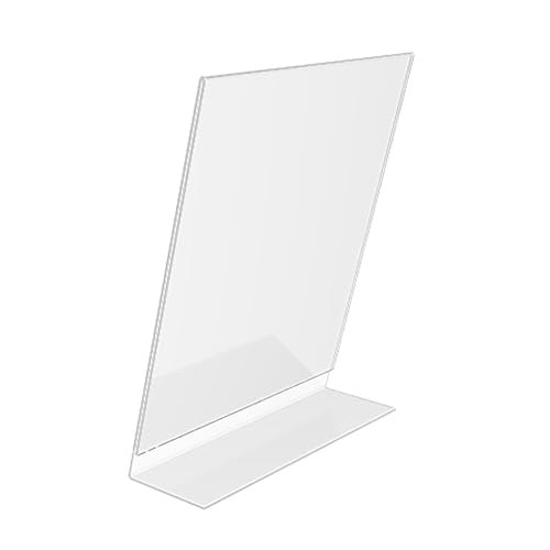 FixtureDisplays® 6PK 8.5 x 11 Clear Acrylic Sign Holder with Slant Back Design Portrait, Vertical Picture Frame 19780-8.5X11-6PK-NPF - size: 6 Pack