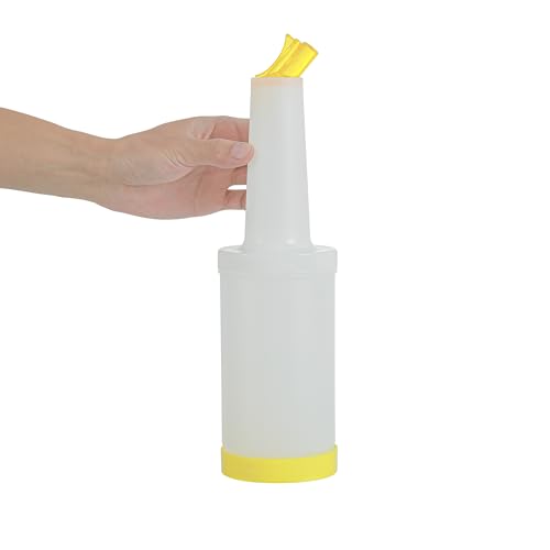 Restaurantware 1 qt Yellow Plastic Quick Pour Storage Container Bottle - color: Yellow, size: 32 Ounces