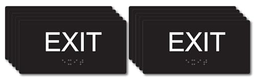 Generic 3" x 6" ADA Compliant Tactile Exit Sign with Raised Letters, Braille and Adhesive Strips. UV Stable Non-Glare Plastic. 10 Pack Save 20% - color: 10 PACK SAVE 20%