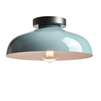 DIRYZON 12-Inch Industial Macaron Semi Flush Mount Ceiling Light - color: Sea Green