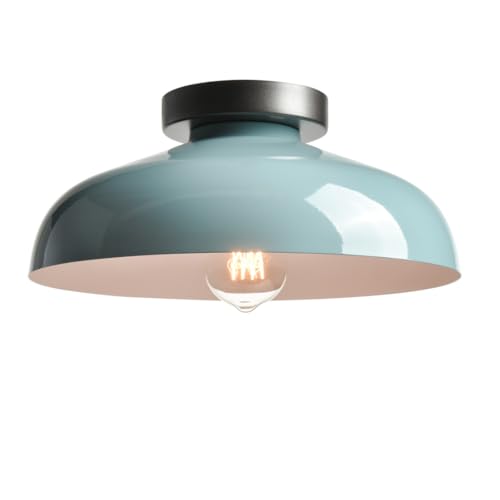 DIRYZON 12-Inch Industial Macaron Semi Flush Mount Ceiling Light - color: Sea Green