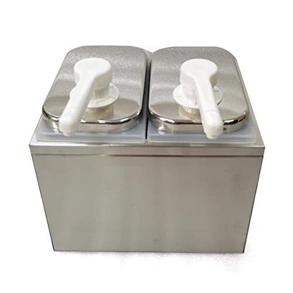 Sauce Dispenser Pump, Stainless Sauce Station Condiment Pump Station Ketchup Dressing BBQ Sauce Pumps Dispenser for Buffet, Restaurant, Cake Room, Coffee Shop Equipment (2 Head) - size: 2 Head