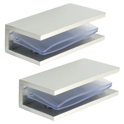 Alise Glass Shelf Brackets, Fits 8–12 mm Glass for Shower Use, 2 Pack - color: Brushed Nickel