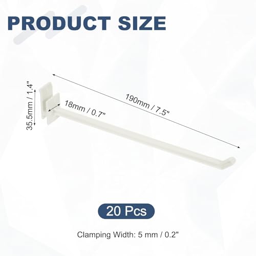 uxcell 20pcs Slat Wall Panel Hooks 7" Plastic Slat Wall Accessories Hooks - size: 7 Inch