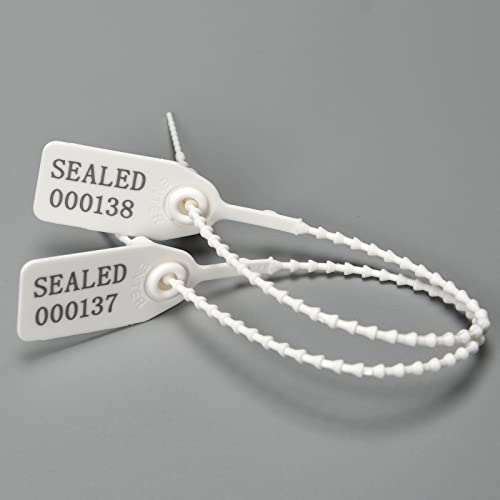 Plastic Tamper Seals, Zip Ties for Fire Extinguishers Pull Tite Security Tags Numbered Disposable Self-Locking Tie 250mm Length (100 PCS, White) - color: White, size: 100 PCS