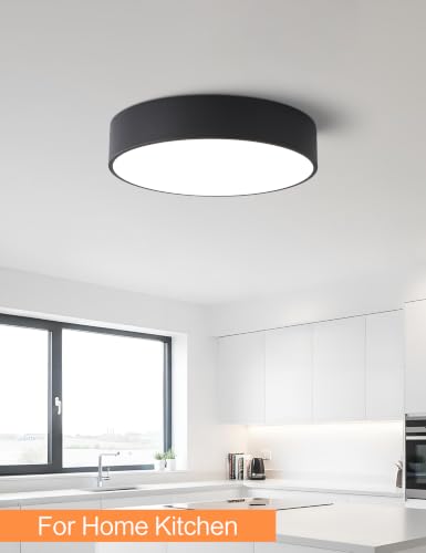 15.7inch Dimmable Large Black Flush Mount LED Ceiling Light Fixture - color: Black, size: 15.74 inch