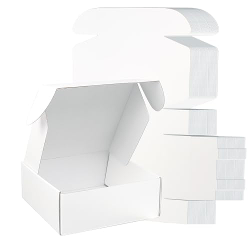 FORBFAN 8x8x3 Shipping Boxes, 30 Pack White Mailer Boxes for Small Business, Medium Corrugated Cardboard Boxes for Mailing & Shipping - color: White, size: 8x8x3