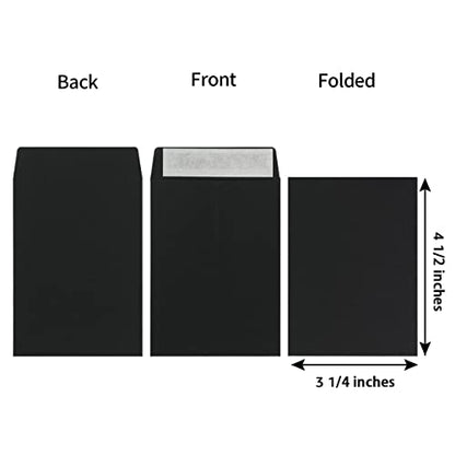 100 Pack Seed Envelopes Self-Adhesive, 3 1/4 x 4 1/2 inches, Black - color: Black