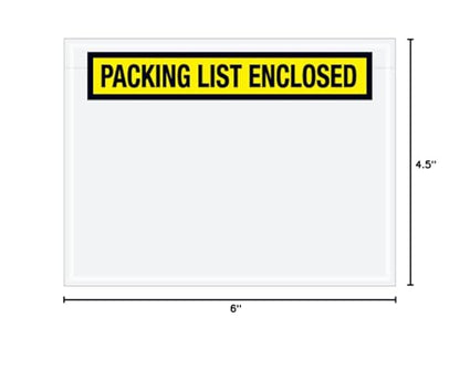 Aviditi PL441 Panel Face Envelope, "Packing List Enclosed", 4-1/2" Length x 6" Width, Yellow (Case of 1000) - color: Yellow