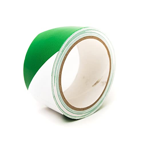 Bertech Safety Warning Floor Tape, Green and White Stripes, 5 Inches Wide x 54 Feet Long, 6.5 Mil Thick, Vinyl Material - color: Green and White, size: 5 Inches Wide x 54 Feet Long