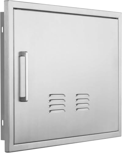 Outdoor Kitchen Doors, 23x17 Inch 304 Stainless Steel BBQ Access Door with Vent, Double Steel Doors for Outdoor Grill Island - size: 23W x 17H-Right