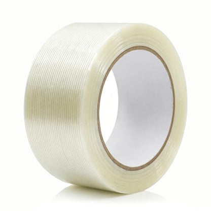 Strapping Tape 2 Inch x 35 Yards 1 Rolls, Heavy Duty Tape for Cargo, Clear Packing Tape Reinforced with Mono Fiberglass, 5.5 Mil Thick Filament Tape, Strong Packaging Tape & Fiber Tape - size: 1Roll: 2 Inch x 35y