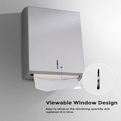 Paper Towel Dispenser Wall Mount - Multifold Trifold Paper Towel Dispensers, Large Capacity Stainless Steel Tissue Holder, Suitable for Bathrooms and Public Places - color: D-391 Silver