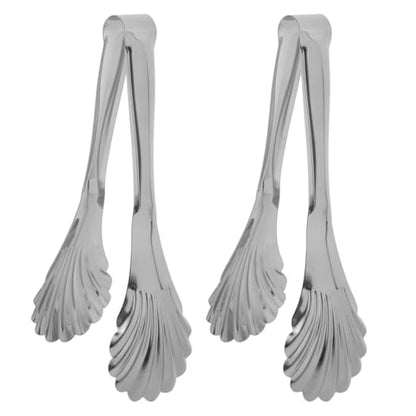 2Pcs Stainless Steel Shell Serving Tongs 8.85In Mini Buffet Tongs for Appetizers Bread and Salads Small Kitchen Utensils