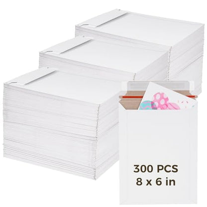300 PCS 6 x 8 Inch Self Seal Rigid Mailers, White Photo Mailers, Rigid Mailer Self Seal Cardboard Envelopes for Photos, Document, CD, Coins, Stamps (White-300) - color: White-300