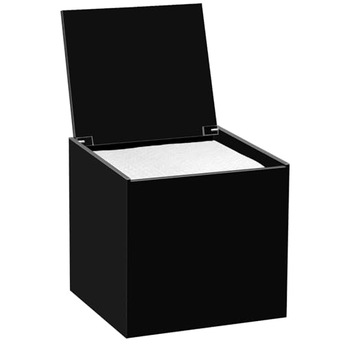 Face Towel Disposable Holder Container Acrylic Facial Towels Box, Black - color: Black