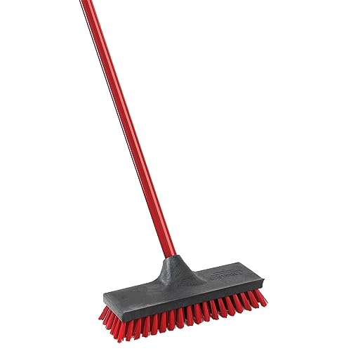 Libman Commercial 547 Floor Scrub, Steel Handle, 10.5" Wide, Red and Black (Pack of 6)