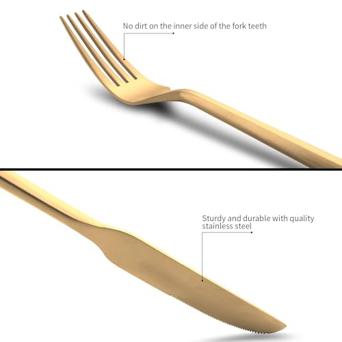 Matte Gold Silverware Set Hexagon Handle 20-Piece Service for 4 - color: Matte Gold, size: 20 Pcs