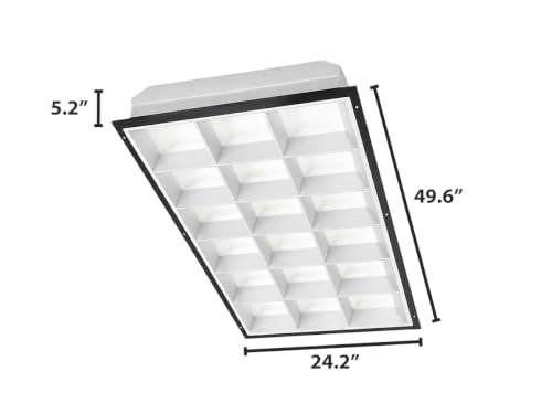 WareLight 2X4 LED Ready Parabolic Troffer Fixture, 18-Cell, 3-Lamp T8 LED Ready (Sold Separately), Non-Shunted Sockets, Single & Double Ended Wiring, 120-277V - size: 2x4