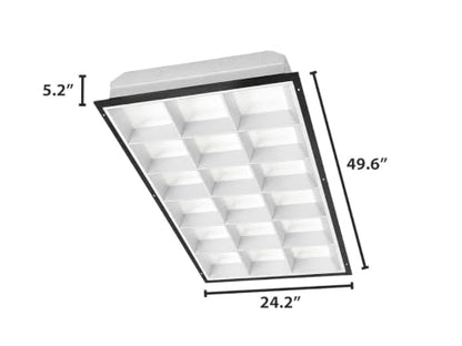 WareLight 2X4 LED Ready Parabolic Troffer Fixture, 18-Cell, 3-Lamp T8 LED Ready (Sold Separately), Non-Shunted Sockets, Single & Double Ended Wiring, 120-277V - size: 2x4