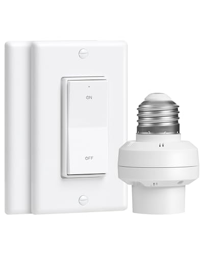 Remote Control Light Bulb Socket with Decorator Rocker Wall Switch - style: 2 Wall Switches + 1 Socket