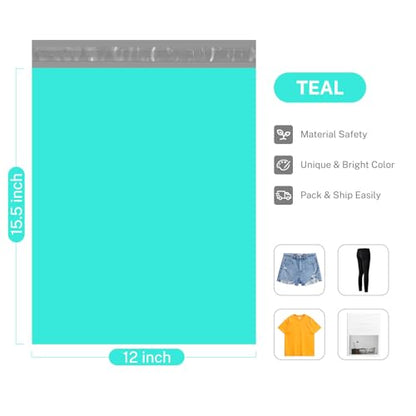 Metronic Poly Mailers 12x15.5 200 Pack, Large Shipping Bags for Clothes - color: Teal, size: 12X15.5 200PC