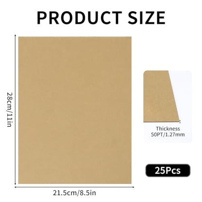 Chipboard Sheets 8.5" x 11" - 25 Sheets, 50PT Thick for Book Binding, Scrapbooking, Art Projects, and Packaging - color: Brown-50PT -25Sheet
