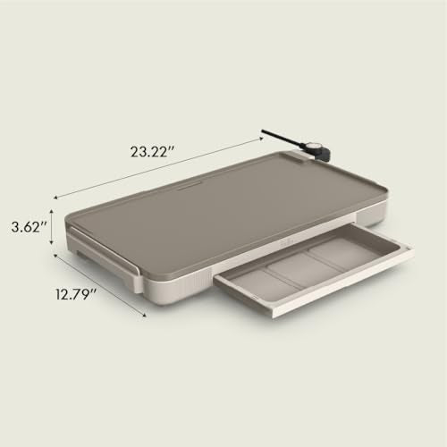bella 12 x 22 Electric Griddle with Warming Tray, Ceramic Nontoxic, Oatmilk - color: Oatmilk + Tray
