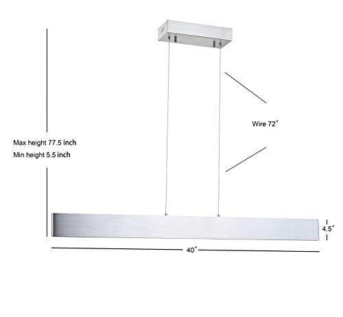 JONATHAN Y Draper 1-Light LED Linear Pendant 40", Brushed Aluminum - color: Brushed Aluminum, size: 40"