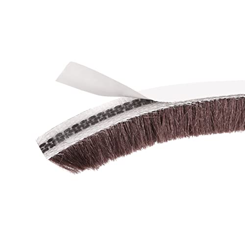 METALLIXITY Adhesive Brush Seal Weather Stripping (5/16"x9/32"x16.4ft), Door Brush Strip - for Sliding Sash Door Window Wardrobe Seal, Brown - color: Brown, size: 5/16"x9/32"x16.4ft