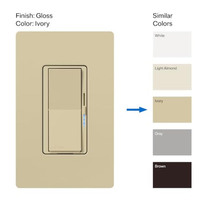 Lutron Caseta Diva Smart Dimmer Switch (Smart Hub Required), No Neutral Req - color: Ivory, size: 1 Pack, style: Diva Smart Dimmer