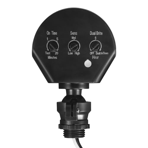 Globe Electric 240° Motion Sensor Replacement, MotionBright 2-Level Lighting, Adjustable SENS Dial, Manual Mode, Black Finish, Outdoor Security Light, 17000184 - color: Black