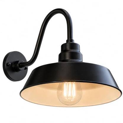 14in. Satin Black Outdoor Gooseneck Barn Light Fixture, 5000K Cool White - color: Satin Black, size: 14-1/2 in Gooseneck Arm