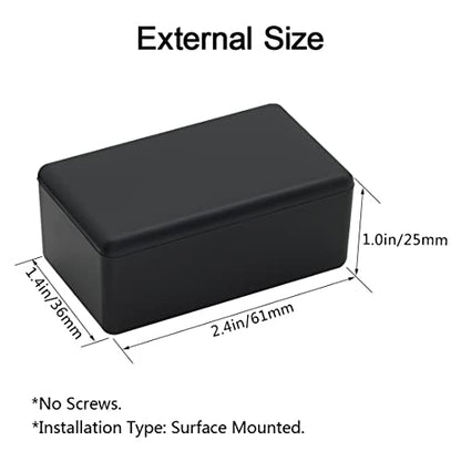 LeMotech 5Pcs ABS Plastic Electrical Project Case Power Junction Box, Project Box Black 2.4 x 1.4 x 1.0 inch (61 x 36 x 25 mm) - size: 2.4" x 1.4" x 1.0"(5pc)