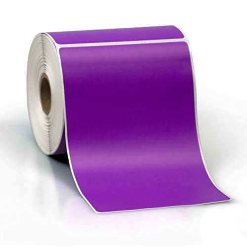 4" X 6" Direct Thermal Perforated Stickers Labels for Shipping Labels, Inventory, and Color Coding - Compatible with Zebra, Rollo, Godex and More (Purple, 24 Rolls) - color: Purple, size: 24 Rolls