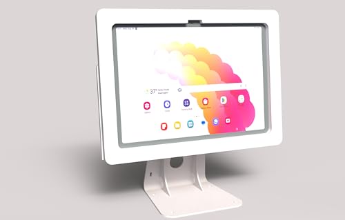 Anti-Theft Acrylic Case for Lenovo TAB Tablet with 360 Rotate 180 Swivel Metal Desktop Stand & 90-Degree USB C Cable (White, M10 Plus Gen 2) - color: White, size: M10 Plus Gen 2
