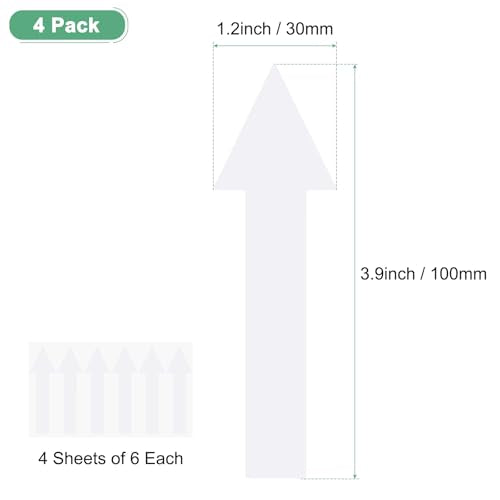 M METERXITY 4-Pack Arrow Sticker, 4 x 1 Inch/ 100 x 30 mm PVC Waterproof Self-Adhesive Directional Arrows Removable Directional Floor Decal Stickers for Wall Marking/Road Sign [White] - color: White
