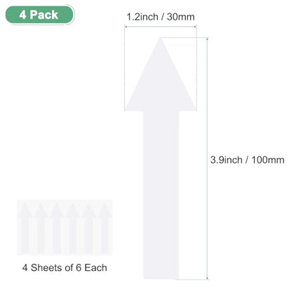 M METERXITY 4-Pack Arrow Sticker, 4 x 1 Inch/ 100 x 30 mm PVC Waterproof Self-Adhesive Directional Arrows Removable Directional Floor Decal Stickers for Wall Marking/Road Sign [White] - color: White