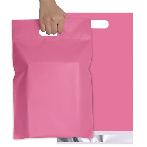 Pink Poly Mailers with Handle, 10x13 Inch 100 Pcs - color: Pink, size: 10x13 Inch 100 pcs