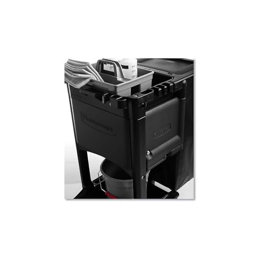 Rubbermaid Commercial Products Executive Series Janitorial and Housekeeping Cleaning Cart with Locking Cabinet, Wheeled with Zippered Black Vinyl Bag, Black, 38.4" H x 21.8" W x 46" L - style: Lockable - Black