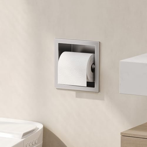 Neodrain Brushed 304 Stainless Steel Recessed in Wall Toilet Paper Holder - color: Brushed, size: 6X6In