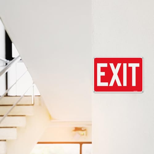 T&R Large Exit Sign - 2 Pack - 14 x 10 Inches Rust Free .040 Aluminum Reflective - UV Protected, Waterproof and Fade Resistant - 4 Pre-drilled Holes - color: Red -14" x 10" - 2 Pack