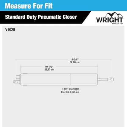 Wright Products V1020BL Standard Duty Pneumatic Screen And Storm Door Closer, Black