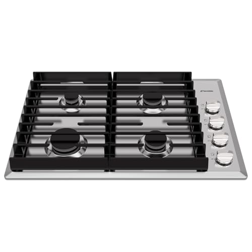 ThermoMate Heavy 30 Inch Gas Cooktop with 4 Italy Sabaf Power Burners, Built In Gas Stove Top of 304 Stainless Steel, NG/LPG Convertible with Thermocouple Protection CSA Certified - size: 30 inch 4 burners