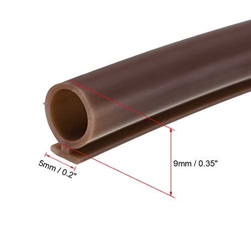 uxcell T-Slot Mount Window Weatherstrip Seal 9mm Bulb Bubble for 5mm Slot 5 Meters Long Coffee - color: Coffee, size: 5m