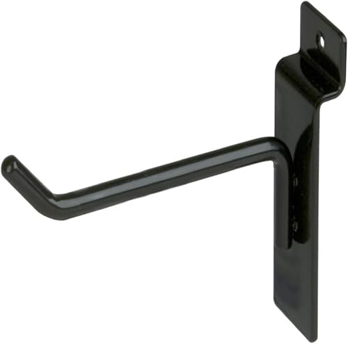 Econoco Slatwall Deluxe Hooks, Metal, 96 Pack, 4in - color: Black, size: 4" Length