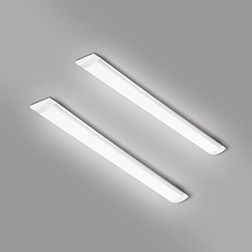 2 Packs 2FT LED Batten Light, Ultra-Thin Ceiling Surface Mounted Light, 20W, Day Light 4000K, IP20, LED Ceiling Lamp for Garage, Shop, Hallway, Office, Market - color: Aluminum 2 PCS