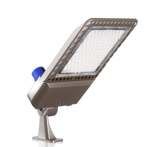 YXL LED Parking Lot Light, 300W LED Shoebox Light with Dusk to Dawn Photocell,42,000LM 5000K Daylight Arm Mount, IP65 Waterproof Parking Lot Light for Street Roadway, 1pack - size: 300W Arm 1Pack
