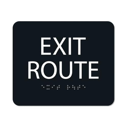 Alpha Dog Exit Route Sign, 5x6 ADA Braille Sign, Black - color: Black, size: Exit Route